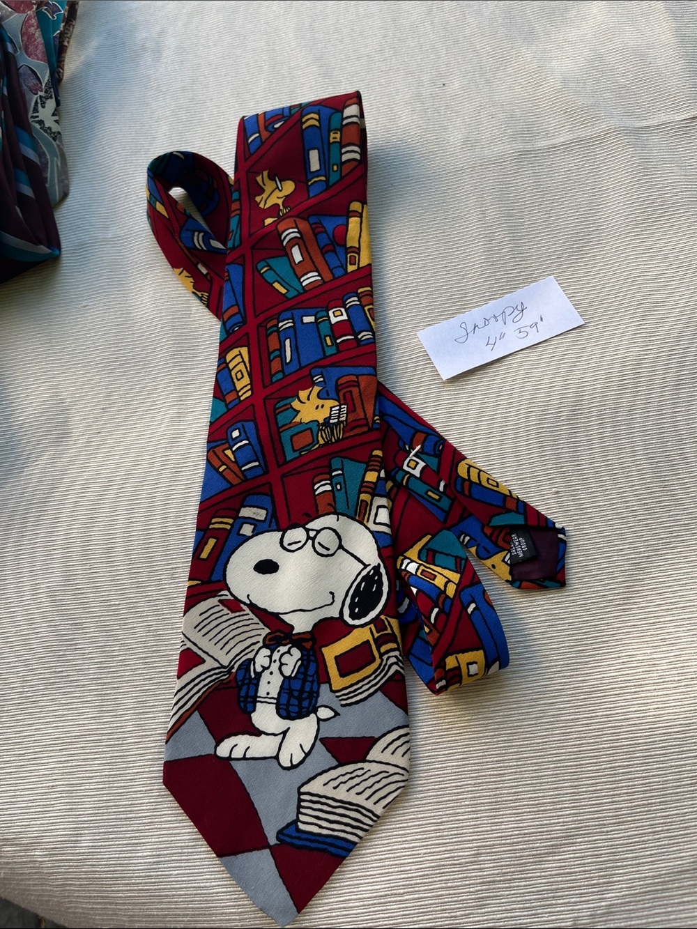Peanuts Snoopy Joe Preppy Reading Library Tie books in Red, Blue, Yellow, White - Picture 7 of 7